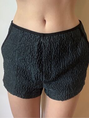 Prada Textured Teal Mini Shorts with Black Trim